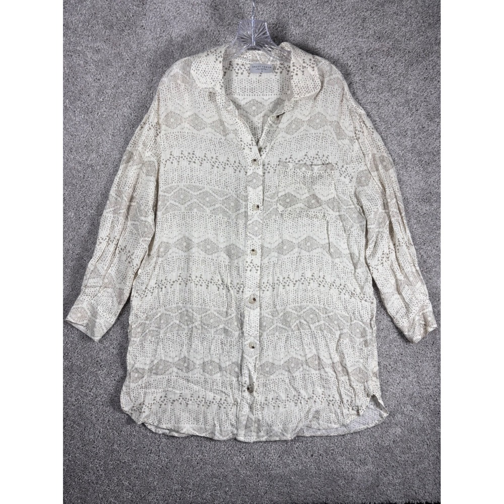 Dress Forum Los Angeles Gauze Geometric Print‎ Button Down Shirt Tunic Women M